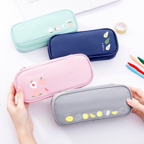 Simple student stationery storage creative stationery box Oxford cloth fruit pencil bag large capacity pencil bag advertising wholesale
