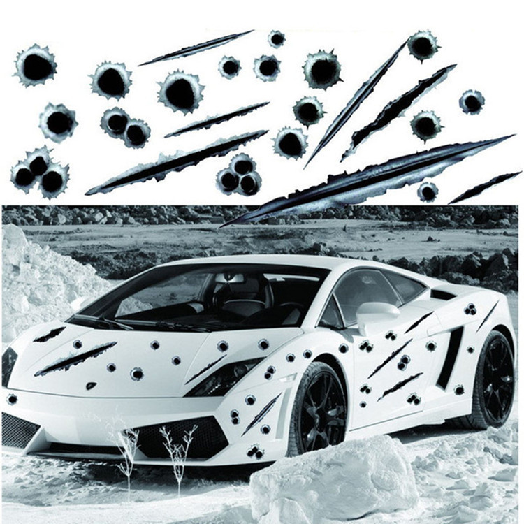 Simulation hole car sticker car bullet hole crack car sticker hole car sticker suit R458