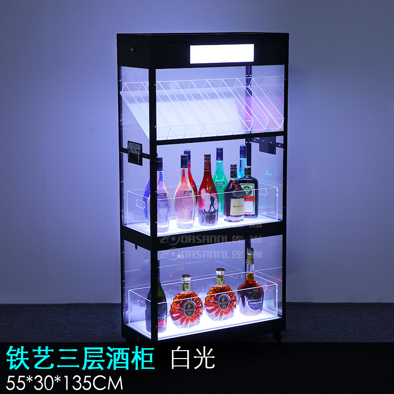 Zuoshang Night Club KTV bar LED gabinete de vino emisor de luz de tres capas estante de vino emisor de luz champán vino soporte de exhibición de vino