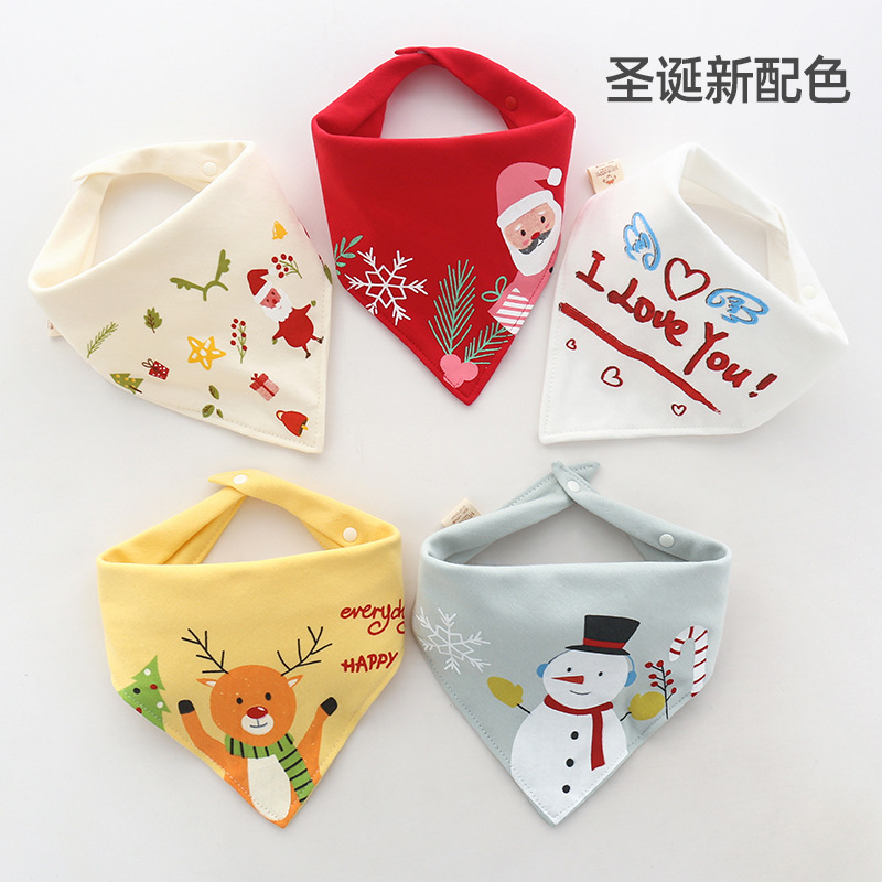 Bebé triángulo toalla saliva Toalla de algodón puro bebé babero doble capa botón a presión recién nacido niños pañuelo en la cabeza babero Paquete de cinco piezas