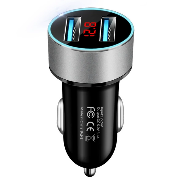 3.1A Digital car charging silver