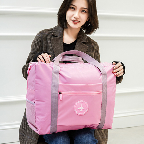 Factory Direct Selling Multifunctional Travel Storage Bag, Foldable Wheeled Suitcase with Round Label, Double Layer Airplane Bag