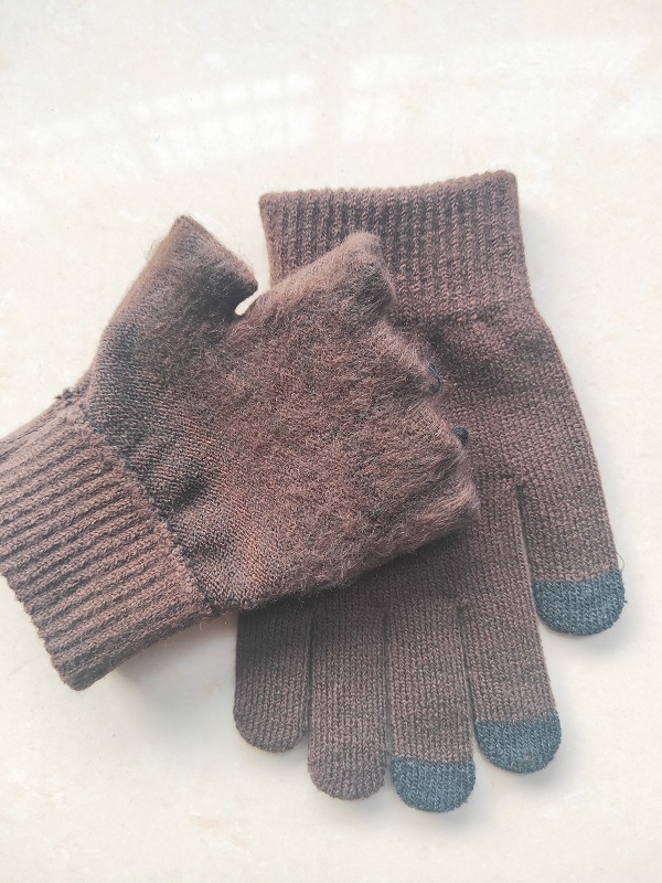 Shunzun Knitting Factory suministra directamente guantes a rayas para teléfonos móviles con pantalla táctil, guantes abrigados con pantalla táctil de acrílico de invierno