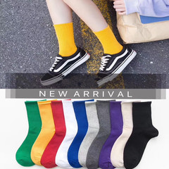 秋冬新款韓版長筒運動襪堆堆襪子 女網紅糖果純色中筒襪ins潮