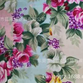 现货供应 133*72棉布印花 中国风玫瑰花/牡丹印花布 全棉府绸花布