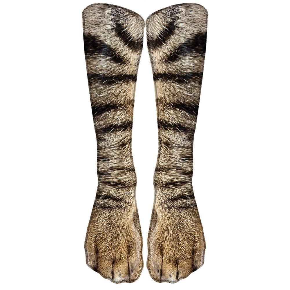 热转印3D印花袜动物unisex adult脚猫狗爪子jio个性数码socks长筒