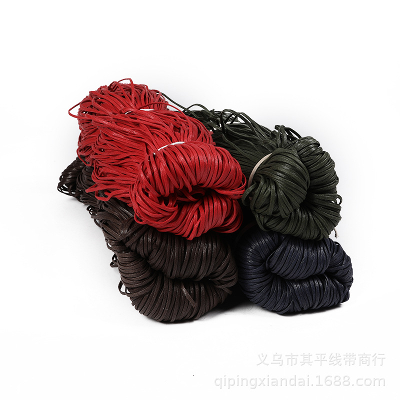 现货批发6mm棉纱扁蜡线 黑色彩色捆装打蜡棉绳鞋带饰品服装编织