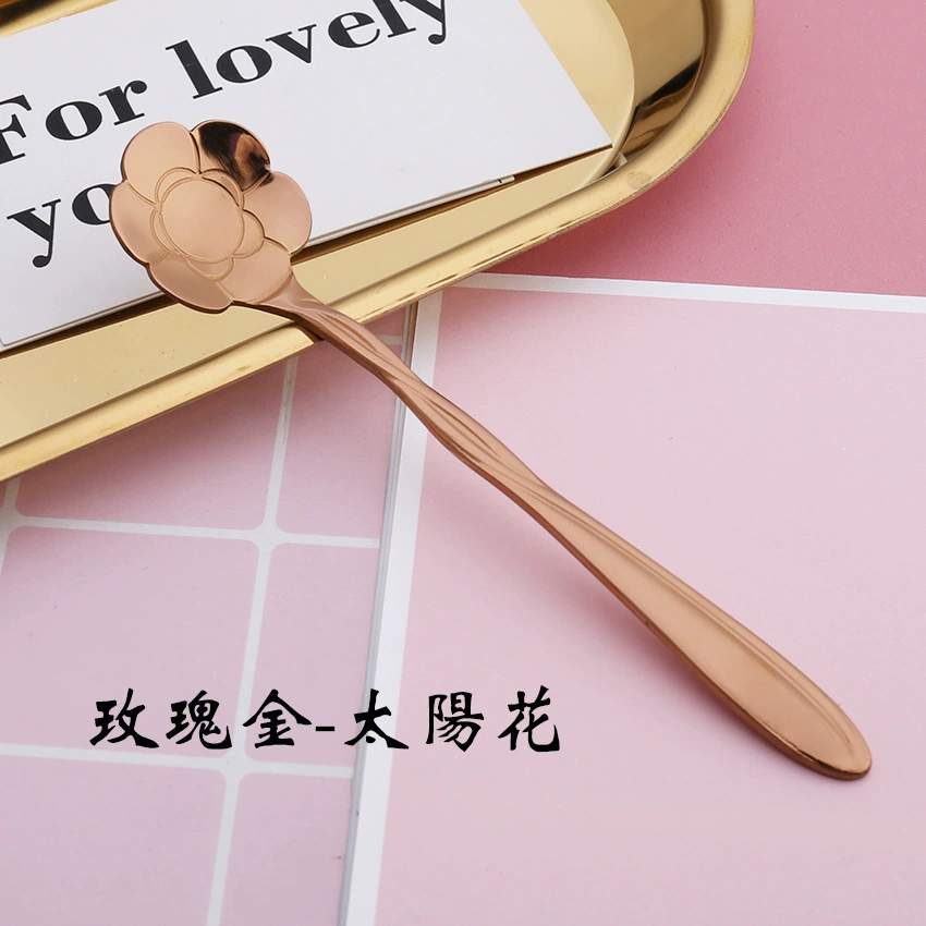Смесительная ложка (Bicheng) флоральная нержавеющая сталь, короткая ручка, подарок на день рождения