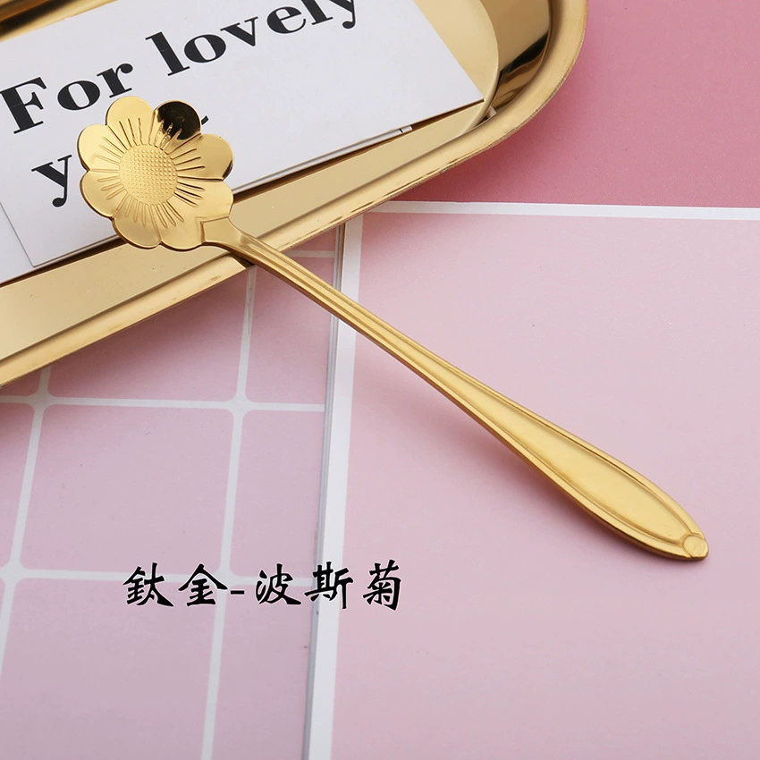 Смесительная ложка (Bicheng) флоральная нержавеющая сталь, короткая ручка, подарок на день рождения