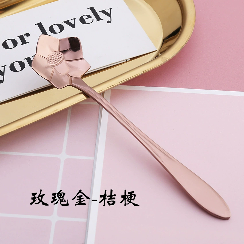 Смесительная ложка (Bicheng) флоральная нержавеющая сталь, короткая ручка, подарок на день рождения