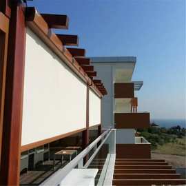 防风卷帘阳台遮阳窗帘防雨百叶窗外贸酒店户外电动遮阳帘抗风加固