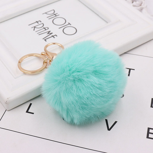 Autumn and winter imitation Rex rabbit fur ball key chain, fashionable ladies bag pendant, plush car key chain pendant wholesale