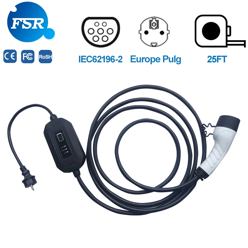 Fisher Европейский стандарт 16A бытовое портативное зарядное устройство AC Европейский стандарт зарядного пистолета соответствует 62196Type2