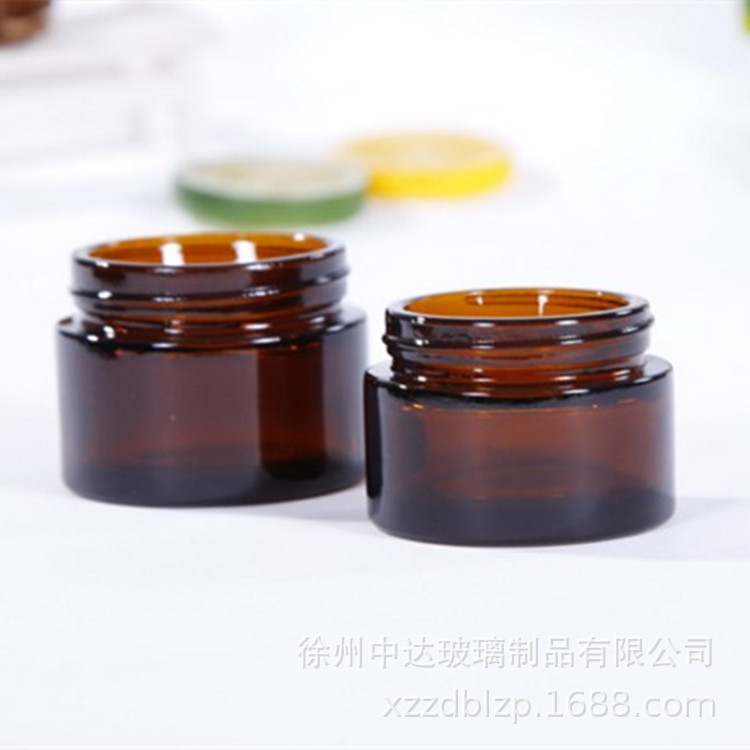 批发新款20ml棕色膏霜瓶创意100g茶色玻璃瓶50ml glass jar玻璃罐