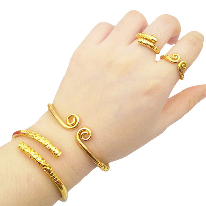 520 Couple Style Gold-Plated Copper Adjustable Bracelet and Ring Set Wholesale Chinese Style 520 Couple Style Gold-Plated Copper Adjustable Bracelet and Ring Set Wholesale Chinese Style
