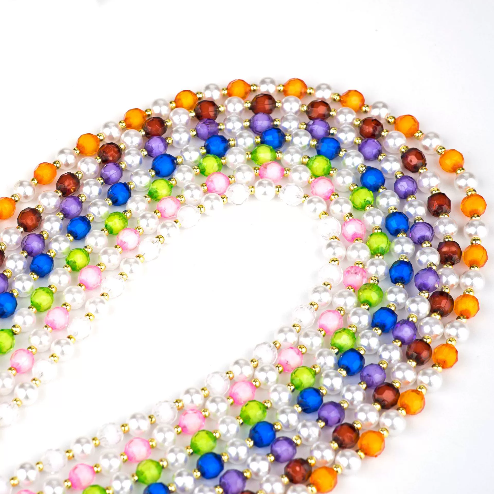 Eyeglass Chain, Pearl-Style Beads with Multicolour Chain Strap, 22 cm