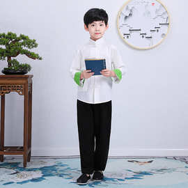 儿童汉服古装中山装五四青年学生装男童民国风套装诗歌朗诵演出服