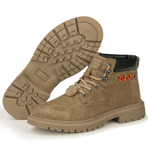 High-top labor protection shoes for men, anti-smash, anti-puncture, steel toe, wear-resistant, non-slip, comfortable, lightweight safety protective boots cross-border