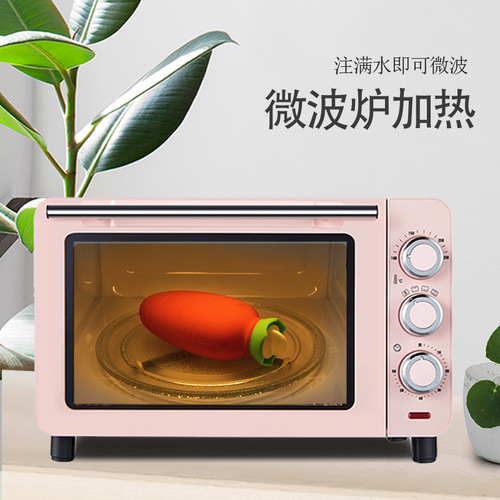 Winter Creative Water-Filled Hot Bag Cute Student Silicone Warm Hand Warmer with Fleece Outer Carrot Portable Hand Warmer