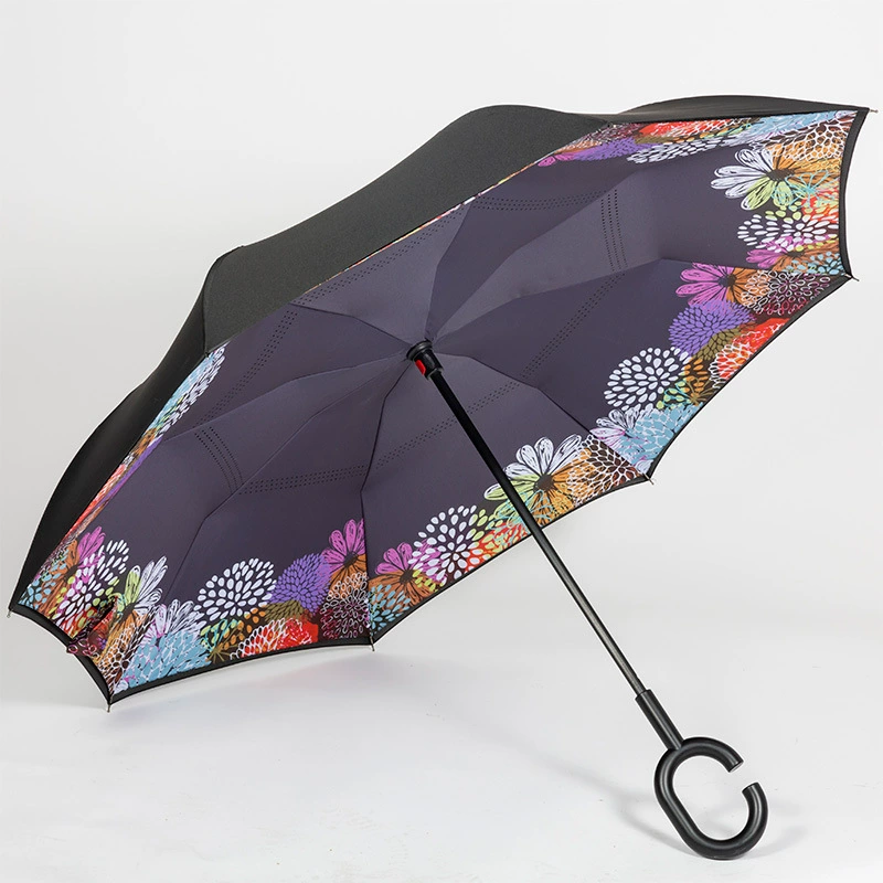 添奇 Creative umbrella reverse umbrella C-type hands-free handle car automatic long handle adjustable large umbrella rainproof and windproof