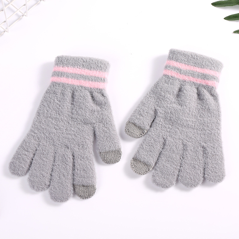 Shunjun al por mayor guantes de invierno casuales para hombres y mujeres pantalla táctil imitación de visón de peluche tejido imitación de visón guantes de pantalla táctil