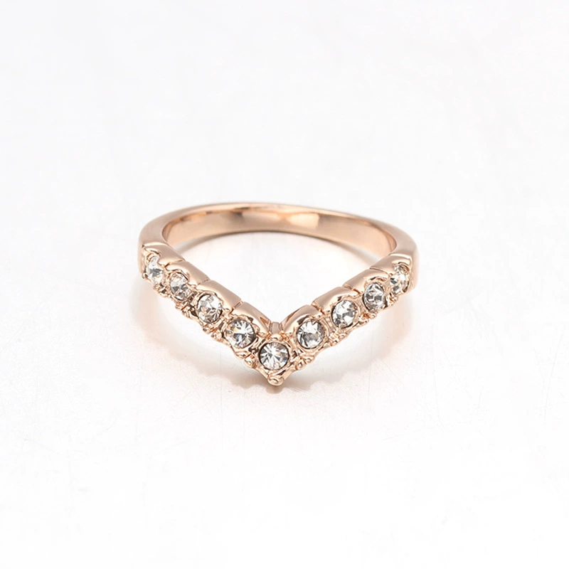 Sun Cloud Новое Diamond V-слово кольцо простое ожидание перстня, кольцо на палец мизинца, кольцо для женских пальцев