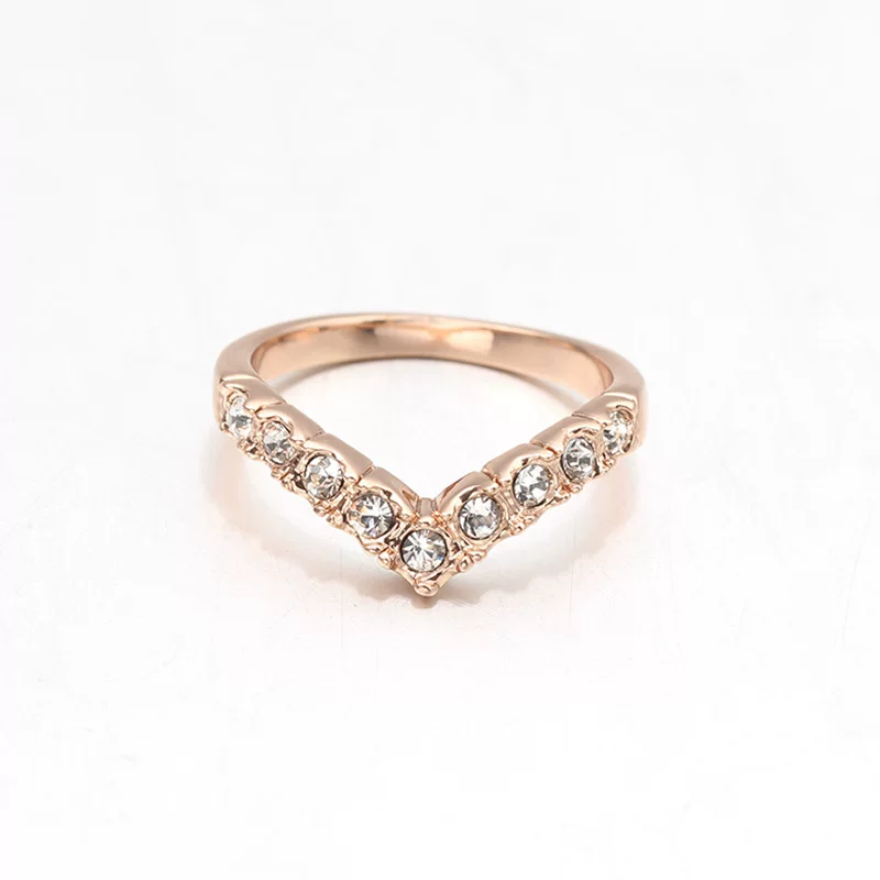 Sun Cloud Новое Diamond V-слово кольцо простое ожидание перстня, кольцо на палец мизинца, кольцо для женских пальцев
