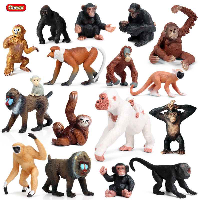 儿童认知实心仿真动物模型猩猩猴子猿猴野生动物塑胶模型玩具摆件