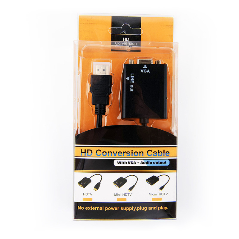 Transfronterizo HDMI a VGA cable con fuente de alimentación de audio 1080p cable adaptador portátil HD Monitor conector
