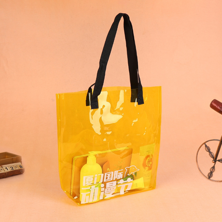 镭射透明pvc手提袋幻彩网红包包活动炫彩礼品袋化妆品购物袋