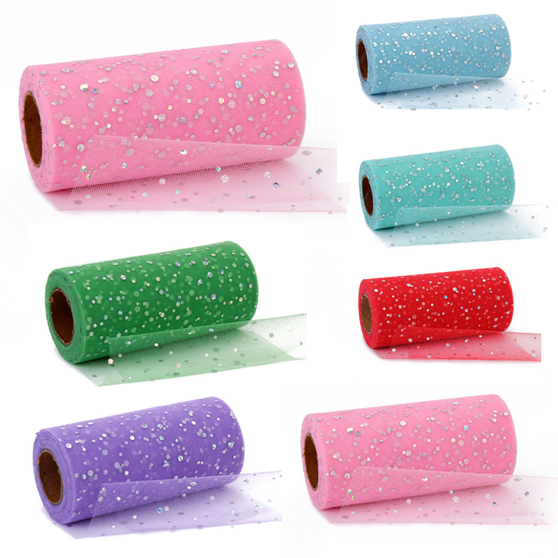 美国网纱卷中硬tutu纱大中小亮片装饰网纱蓬蓬裙娃娃纱桌裙婚纱