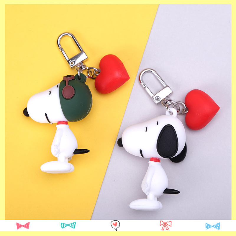 Japanese PVC Cartoon Keychain Snoopy Puppy Keychain Korean-style Gummy Charlie Brown Keychain