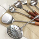 201 stainless steel spatula household kitchen utensils cooking suit rosewood handle soup spoon Colander cooking spatula wholesale