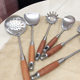 201 stainless steel spatula household kitchen utensils cooking suit rosewood handle soup spoon Colander cooking spatula wholesale