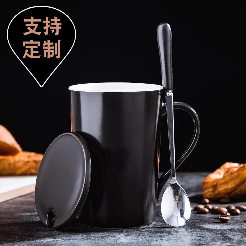 Taza de cerámica Taza de café Taza publicitaria Taza de agua con tapa Cuchara Caja de regalo Taza impresa Regalo LOGO