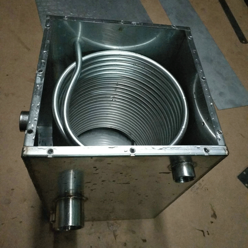 厂家直销304不锈钢1.5匹冷水机盘管蒸发器 方形冷水机蒸发器