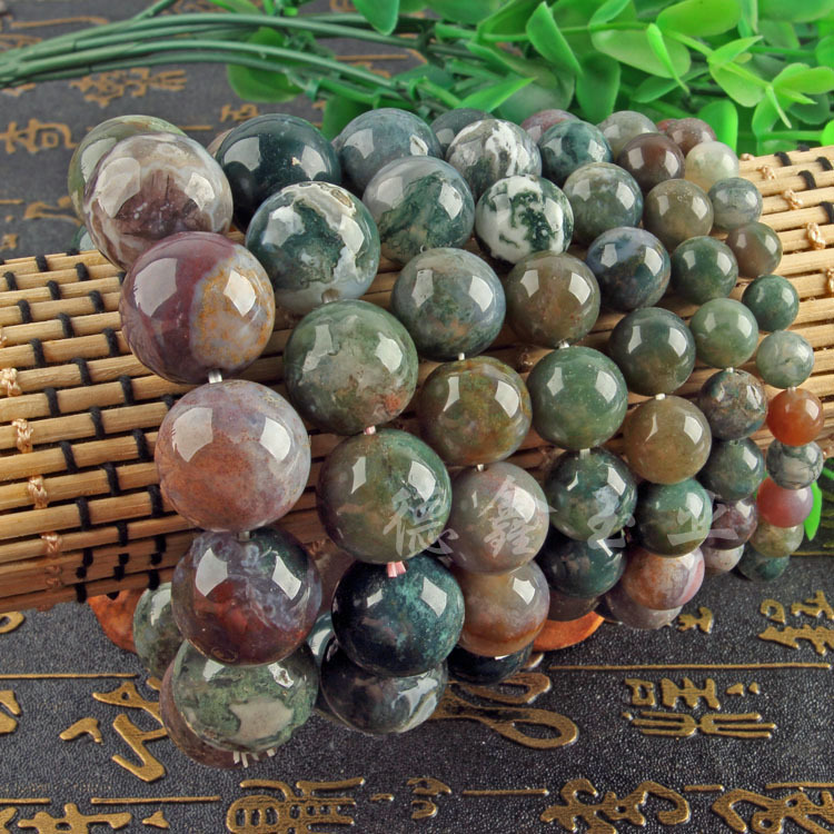 Water grass agate bracelet moss agate Indian agate face wholesale travel currency defective treatment