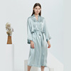 Silk long bathrobe, fashionable pijama, set, European style, wholesale