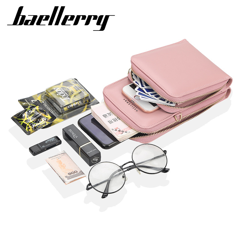 Baellerry bolso de las mujeres de estilo coreano de gran capacidad de hombro del todo fósforo bolsa de mensajero de moda bolso del teléfono de cremallera larga cartera