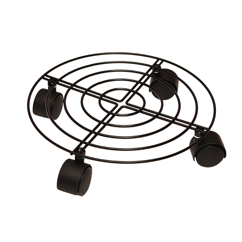 Soporte Metálico con Ruedas para Barril de Baño de Pies de Madera, Base para Macetas o Bombonas de Gas