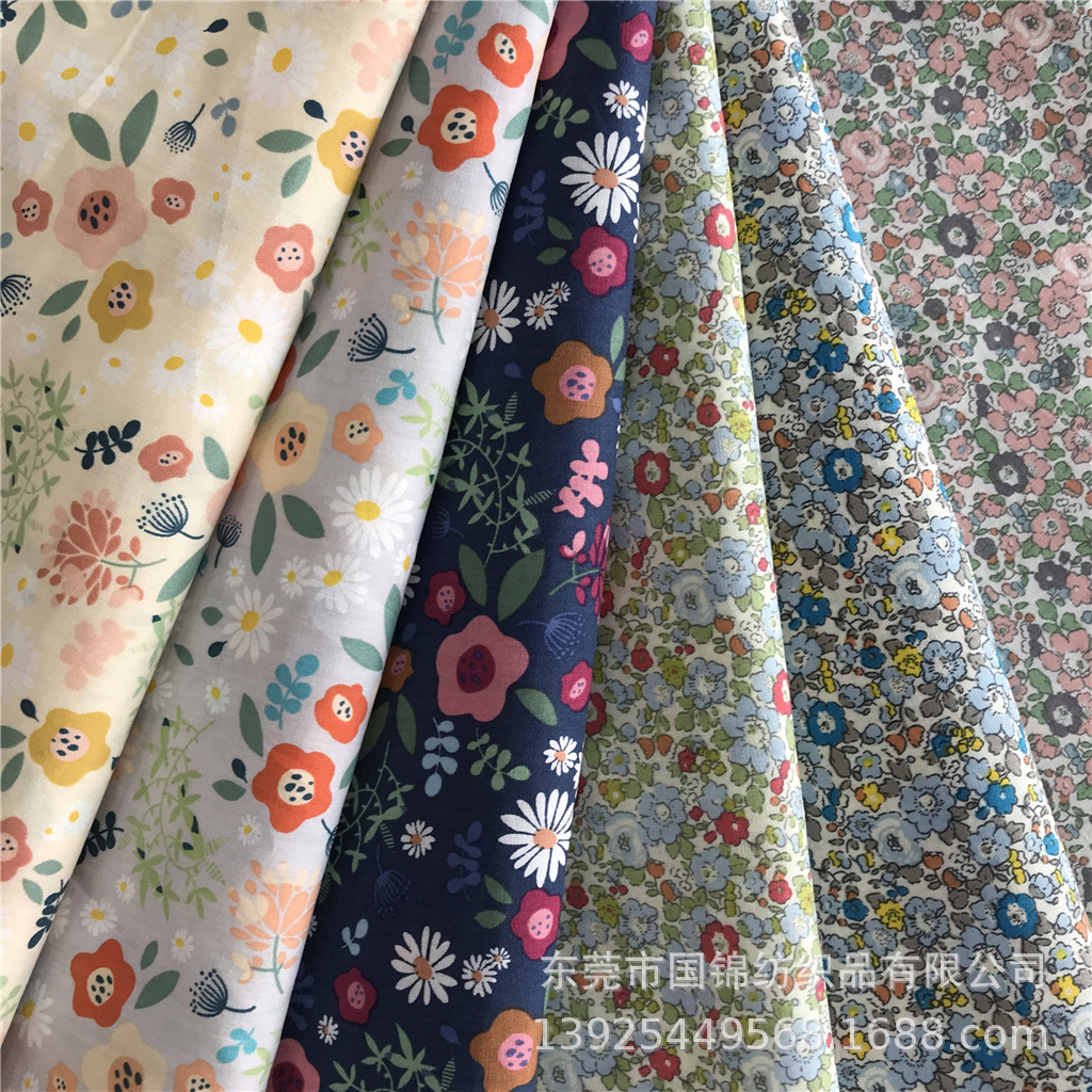 热销新款纯棉小清新印花布全棉133*72府绸印小碎花童装连衣裙面料
