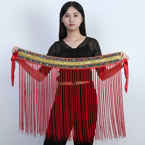 Belly dance waist chain hip scarf sequin tassel hip scarf Indian dance tribal waist scarf fitness waist chain beginners waist chain women