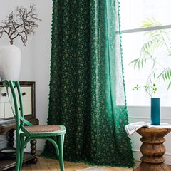Finished curtains green Christmas bronzing wind chimes small window kitchen curtains semi-shading bay window