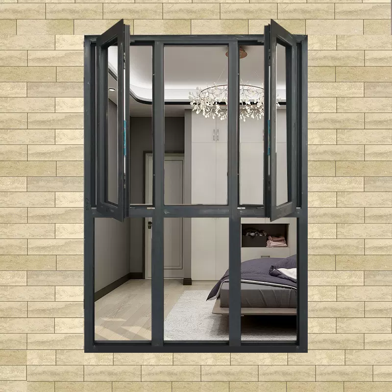 90断桥窗纱一体平开窗中空隔音玻璃封阳台卧室大窗落地铝合金门窗