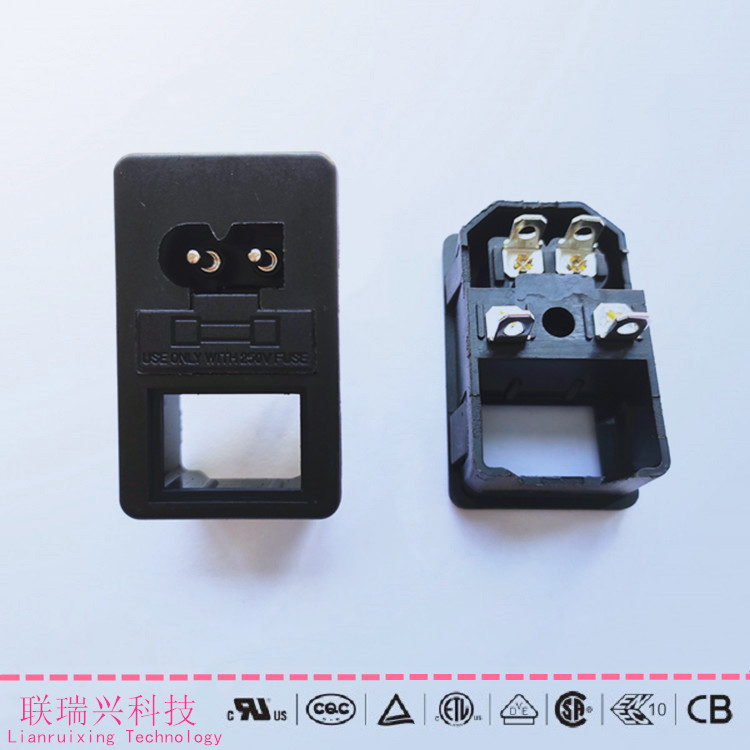 AC电源插座8字尾D字尾插座两芯LRX三合一器具插座带保险丝AC-01-D