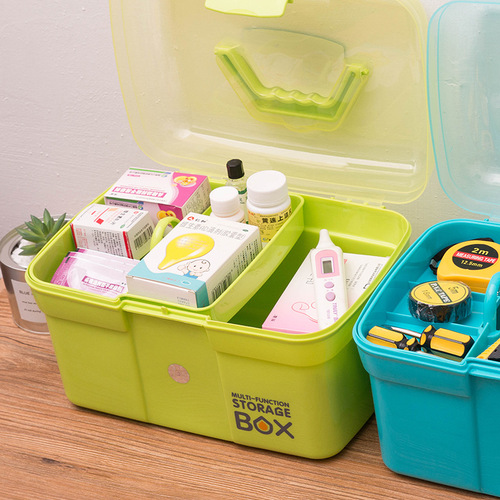 Household medicine box transparent storage box organizer plastic portable portable storage box cosmetics storage box
