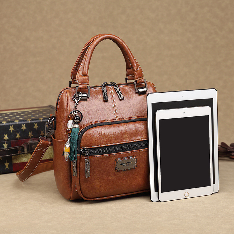 2023 xidi Paul nuevo bolso de las mujeres moda retro aceite de cera cuero solo hombro almohada Boston gran capacidad bolso de las mujeres