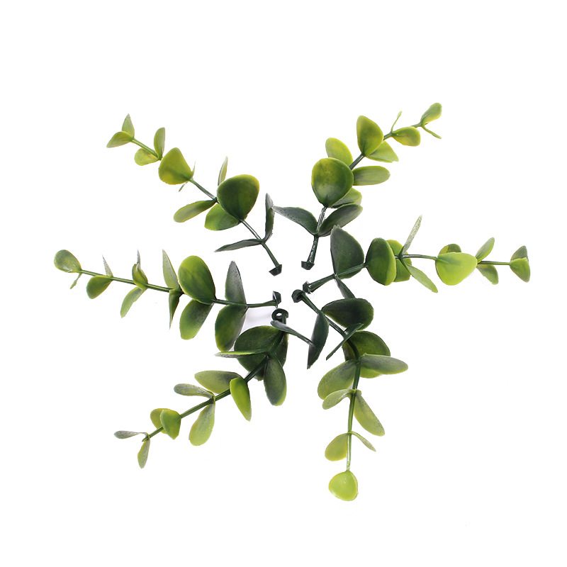 Ramo artificial con hierba cola de dragón hierba caja de regalo con adorno hoja de eucalipto dinero hoja flor tienda paquete material al por mayor