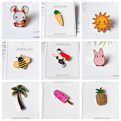 A cartoon-style brooch pin inspired by Xiao Zhan and Wang Yibo, featuring trendy, personalized, Japanese-style cute accessories for Instagram.