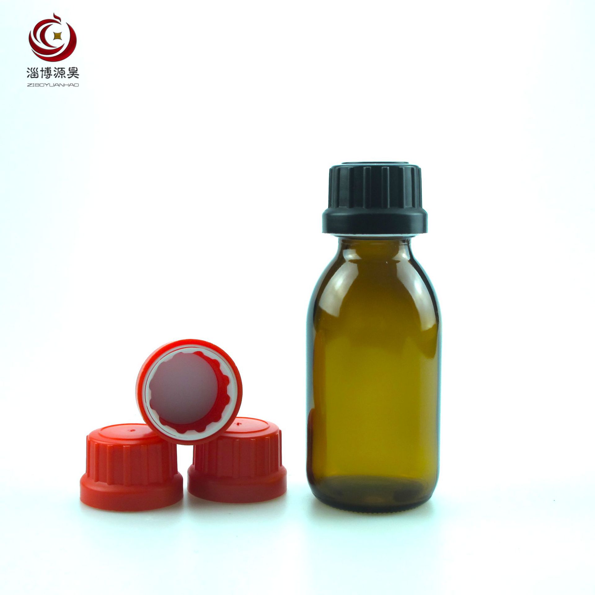 棕色玻璃螺口28牙大头防盗盖PTFE垫片四氟垫片小口试剂瓶